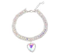 Muuoeou Collar de Diamantes de ImitacióN Brillante para Perro, Collar de JoyeríA de Diamantes con CorazóN de, Collar de Princesa Ostentoso para Mascotas, Accesorios para Cachorros,D