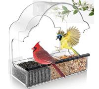 Muuoeou Comederos de Ventana para Pájaros para Exterior, Comedero de Ventana Transparente para Pájaros con 3 Hojas Adhesivas Fuertes, Casa para Pájaros de Acrílico Transparente B