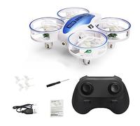 Muuoeou Control Remoto UAV RC Mini Drone RC un BotóN Despegue y Aterrizaje EvitacióN de ObstáCulos Linterna LED Drone,Azul Real