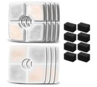 Muuoeou Esponjas de Filtros de Repuesto para Fuente Automática para Mascotas de 84 Oz/2,5 L, Filtro de Fuente de Agua para Gatos, Filtración Triple, 8 Piezas