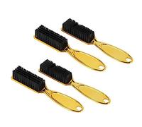 Muuoeou Fade Brush Peine Tijeras Cepillo de Limpieza PeluqueríA Skin Fade Vintage Oil Shape Carving Cleaning Brush Gold 4PCS