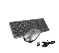 Muuoeou Kit de Teclado y Ratón Inalámbricos, Teclas Combinadas Bluetooth Recargables de 2,4G para Teclado iOS/Android/, Color Gris