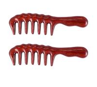 Muuoeou Peine de 2 Piezas para Desenredar - Peine de Madera de Dientes Anchos para Cabello Rizado - Peine de SáNdalo de Madera Natural Sin EstáTica