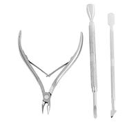 Muuoeou Pinza para cuticulas de una con empujador recortadora Paquete de 3 Herramienta raspador de manicura