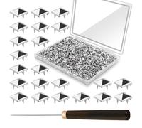 Muuookka 1300 Tachuelas Piramidales Plateadas de 10 mm para Ropa, Tachuelas MetáLicas Cuadradas de Cuatro Mordazas para Manualidades, Tachuelas para Trabajos de