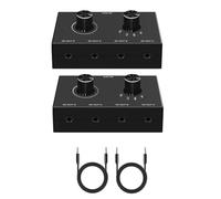 Muuookka 2 Conmutadores de Audio Estéreo Bidireccionales HiFi de 4 Vías de 3,5 mm con Botón de Silencio para PC, Auriculares y Altavoces. 4 Entradas y 1 Salida.