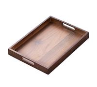 Muuookka Bandeja Rectangular de Madera de Bambú para Té, Color Nogal, con Asa para Almacenamiento, para Uso Doméstico, Juego de Té Japonés, 35 X 25 X 4 cm.