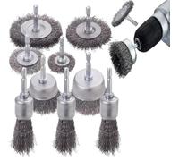 Muuookka Juego de 10 Cepillos de Alambre con Vástago Hexagonal de 1/4 de Pulgada y Cepillos de Copa para Taladro, Rueda de Alambre Ondulado de Acero de 0,012 Pulgadas.