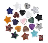 Muuookka Juego de 20 Cristales y Piedras Preciosas Curativas con Forma de Estrella para Aliviar el Estrés, Meditar y Sanar los Chakras con Reiki.