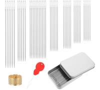 Muuookka Juego de 42 Agujas Plateadas para Coser, 7 Tamaños, con Dedal Dorado y Enhebrador para Bordar y Manualidades.