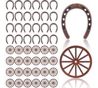 Muuookka Juego de 48 Decoraciones para Fiestas del Oeste, para Centros de Mesa de Bodas, Cumpleaños, Vaqueras, Estilo Rústico, de Madera y Metal.