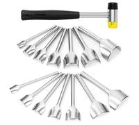 Muuookka Juego de Sacabocados para Esquinas de (14 Tamaños), Incluye Martillo de Goma de Doble Cara, Sacabocados de Media Caña y Cuarto de Círculo para la Confección de Correas, Carteras y Bolso