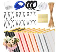 Muuookka Kit de 285 Piezas de Papel para Envolver de Flores, con Cinta, 48 Lazos Negros y 100 Alfileres de Perlas para Regalar en Bodas, Cumpleaños y Fiestas.