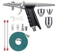 Muuookka Kit de Aerógrafo con Agujas de 0,3/0,5/0,8 mm y 3 Vasos de Pintura. Aerógrafo de Doble Acción para Uñas, Pasteles, Tatuajes y Pintura.