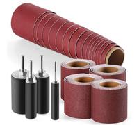 Muuookka Kit de Tambor de Lijado de 8 Piezas con Cuatro Rollos de Lija de 3 Metros (80, 120, 240 y 320). Lijadora de Tambor para Taladros.