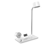 Muuookka Lámpara de Escritorio Multifuncional con Carga Inalámbrica para Teléfono, Bluetooth, Sonido Ambiental, Luz, Reloj, Lámpara de Escritorio de Lectura, Color