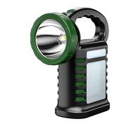 Muuookka Linterna COB de Alcance, Recargable por Energía Solar, 2 en 1, Banco de Energía y Luz de Trabajo para Acampar, Exteriores, Emergencias, Color Verde.