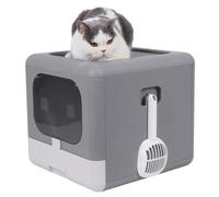 Muuookka Splash-Proof Cat Litter Box Cat Litter Box with Scoop and Tray Sifting Detachable Poop Top Front Entry