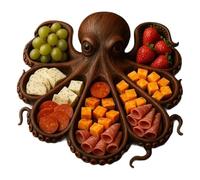 Muuookka Tabla de Charcutería con Forma de Pulpo, Tabla de Pan con Queso y Temática Animal, Bandeja Original para Servir Queso, Carnes y Frutas.