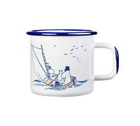 Muurla Taza Esmaltada Moomin Sailors (0,37 L) - Diseño Náutico en Blanco y Azul