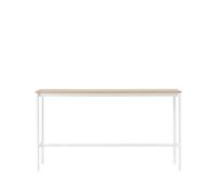 Muuto Mesa de bar Base High Oak. base blanca. borde de madera contrachapada. w50 l190 h105