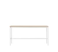 Muuto Mesa de bar Base High Oak. base blanca. borde de madera contrachapada. w50 l190 h95