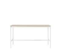 Muuto Mesa de bar Base High Oak. base blanca. borde de madera contrachapada. w85 l190 h105