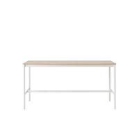 Muuto Mesa de bar Base High Oak. base blanca. borde de madera contrachapada. w85 l190 h95