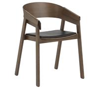 Muuto Silla con reposabrazos Cover cuero Black-stained dark brown