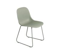 Muuto Silla Fiber base acero asiento de plástico Dusty green-Green