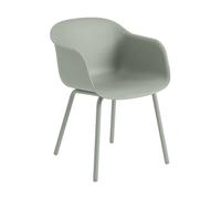 Muuto Silla Fiber Outdoor Armchair con patas de acero Dusty green