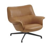 Muuto Sillón bajo Doze con base giratoria Refine leather cognac-black