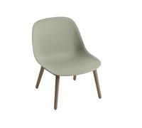 Muuto Sillón Fiber base madera Dusty green. patas barnizadas de marrón oscuro