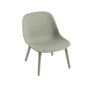 Muuto Sillón Fiber base madera Dusty green. patas dusty green