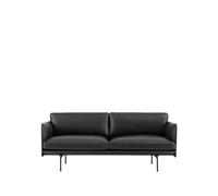 Muuto Sofá de 2 plazas Outline Refine leather black-Black