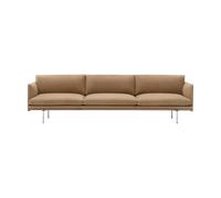 Muuto Sofá de 3.5 plazas Outline polished alu Grace leather Camel