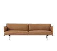 Muuto Sofá de 3 plazas Outline cuero Cognac-patas negras