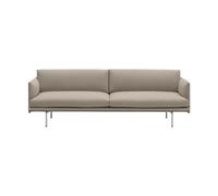 Muuto Sofá de 3 plazas Outline tela Ecriture 240-Polished Aluminum