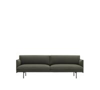 Muuto Sofá de 3 plazas Outline tela Fiord 961 green-patas negras