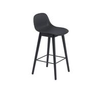 Muuto Taburete bar con respaldo Fiber 65 cm Black-patas negras