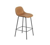 Muuto Taburete bar Fiber patas metálicas Refine leather cognac-Black