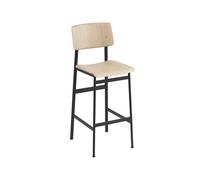 Muuto Taburete bar Loft Oak. alto. base de acero en color negro
