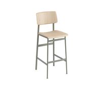 Muuto Taburete bar Loft Oak-alto-dusty green base de acero