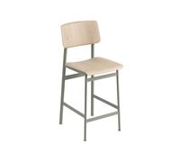 Muuto Taburete bar Loft Oak-bajo-dusty green base de acero