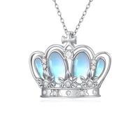 MUUYON Collar de corona de piedra lunar para mujer, de plata de ley 925, colgante de reina, joyas para mujer, ideas de regalo