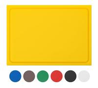 Muvell Tabla de cortar amarillo 35 x 25 x 2 cm de plástico con canal para jugos - Extra gruesa - Apta para lavavajillas - HACCP especial para frutas y verduras - Tabla de cocina profesional