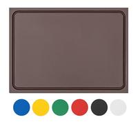 Muvell Tabla de cortar marrón 35 x 25 x 2 cm de plástico con canal para jugos - Extra gruesa - Apta para lavavajillas - HACCP especial para carne cocida - Tabla de cocina profesional