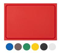 Muvell Tabla de cortar roja 45 x 30 x 2 cm de plástico con canal para jugos - Extra gruesa - Apta para lavavajillas - HACCP especial para carne cruda - Tabla de cocina profesional
