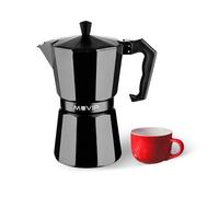 Cafetera italiana de aluminio con 1 taza (negro mate) - MUVIP