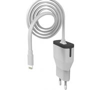 Muvit Cargador de Pared Apple Lightning MFI 2.4A 1m Blanco